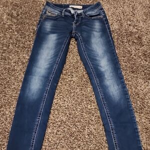 Realtree Blue Skinny Jeans with Faded Wash